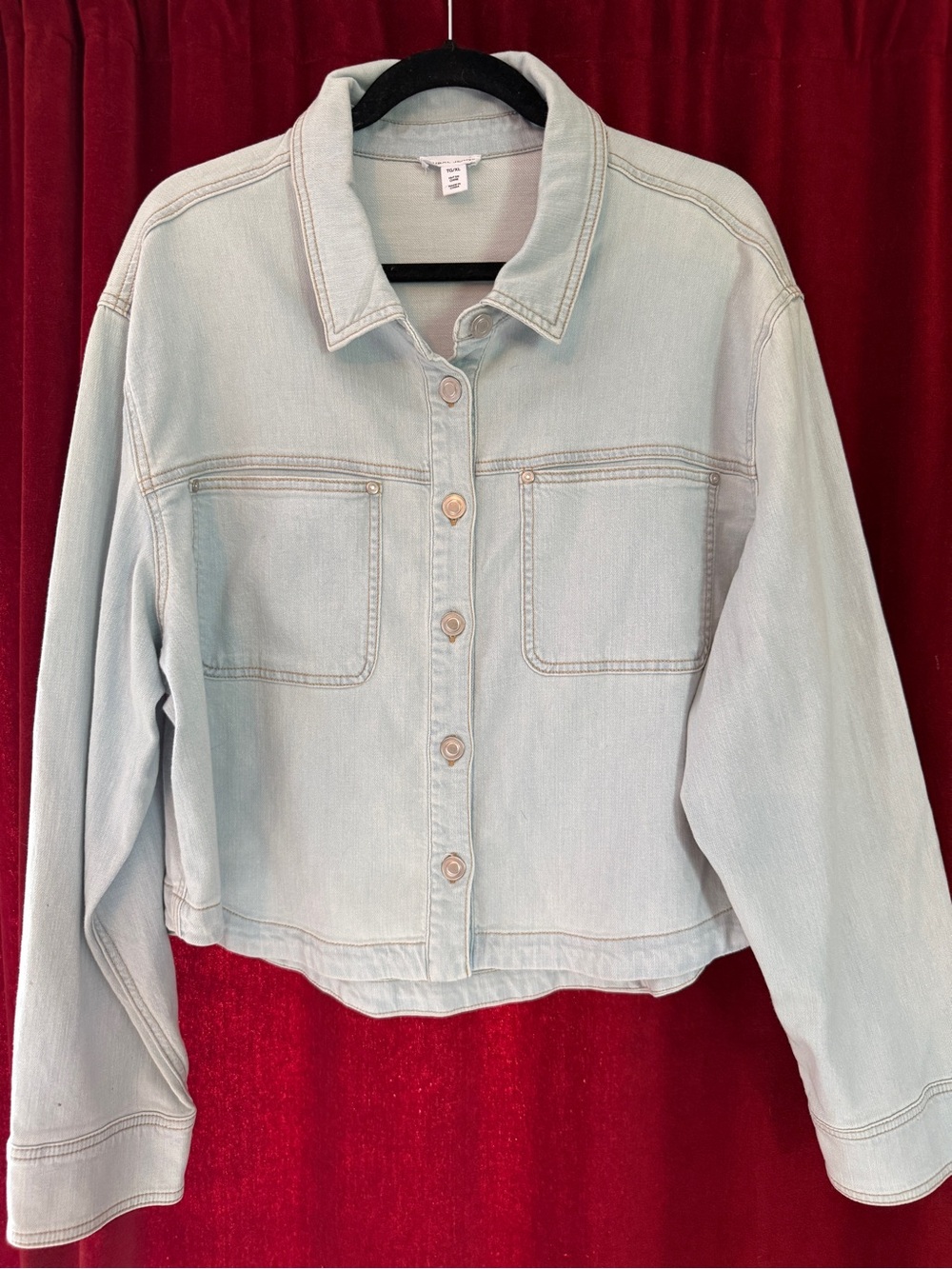 Tribal Light Wash Blue Button-Down Denim Shirt